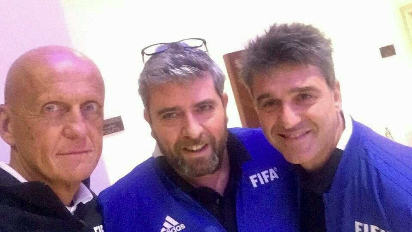 Roberto Maragliano con Pierluigi Collina e Massimo Busacca