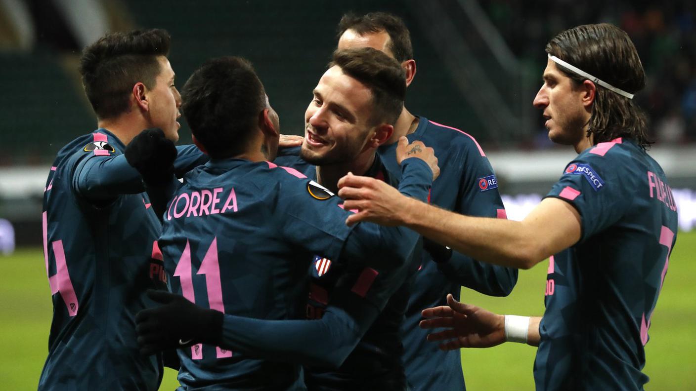 I festeggiamenti dopo l'1-0 di Correa