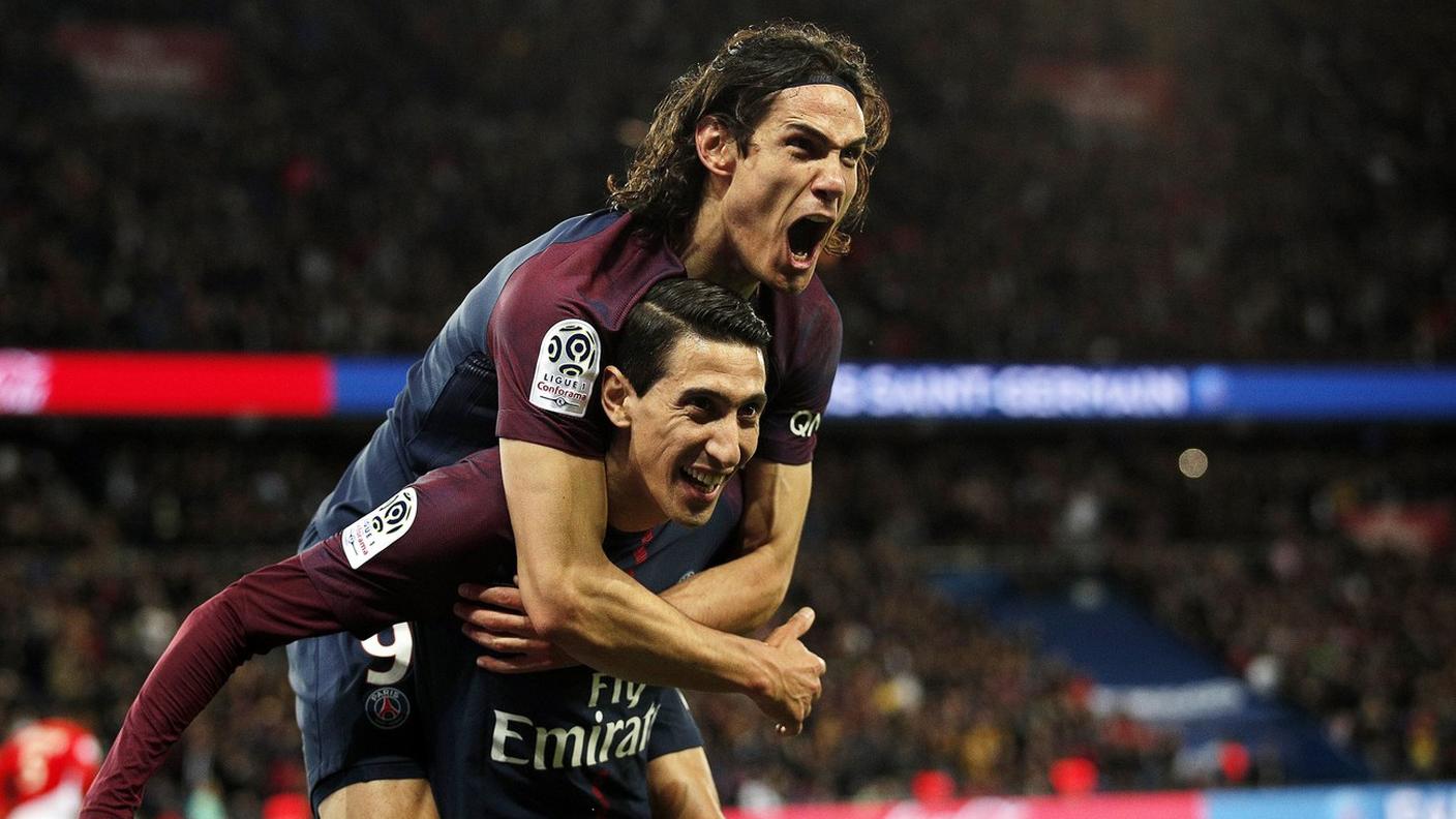 L'esultanza di Cavani e Di Maria