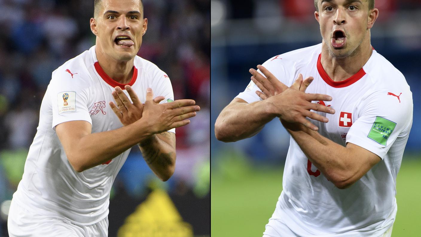 Shaqiri e Xhaka esultano mimando l'aquila