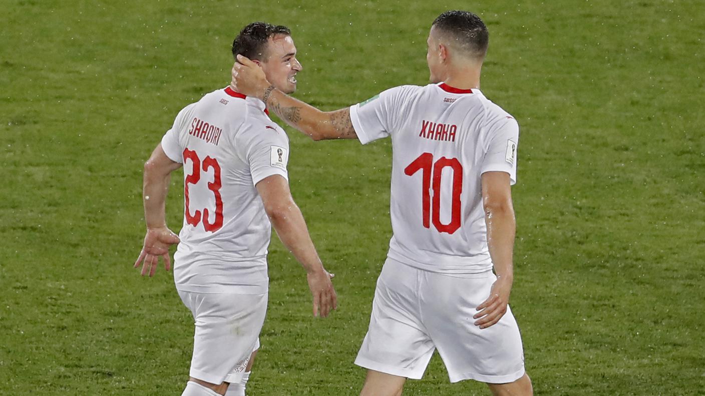 I due giocatori a segno contro la Serbia