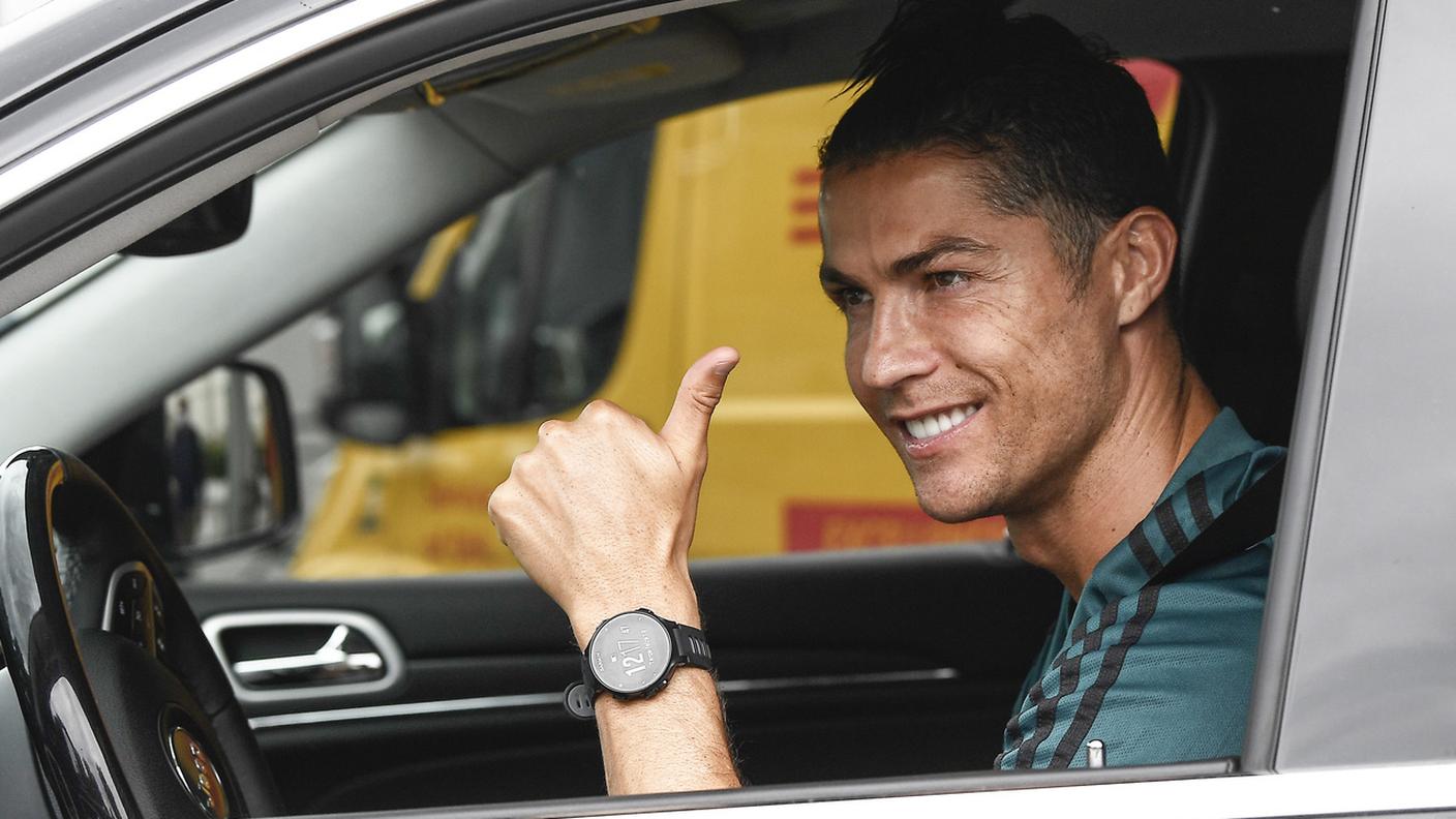 Ronaldo oggi all'uscita dall'allenamento 
