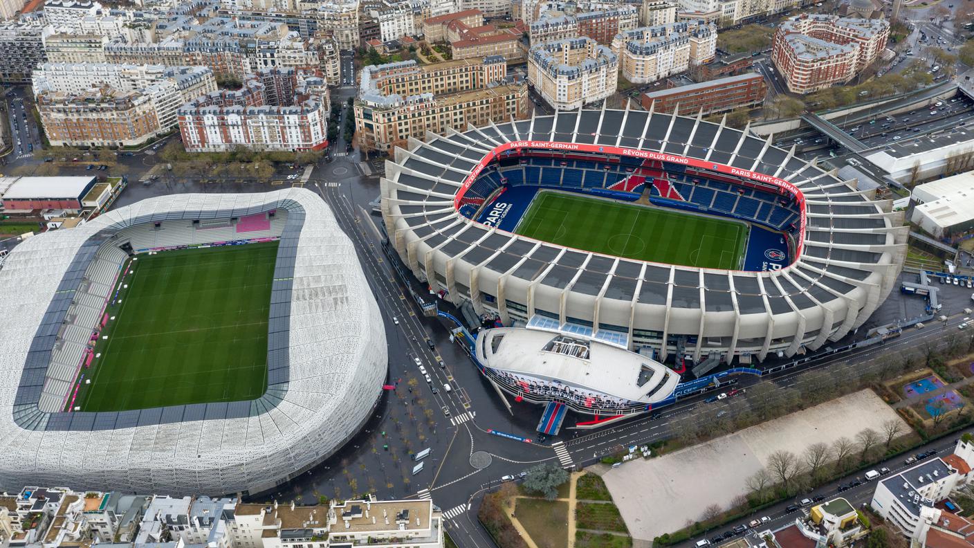 Lo Stade Jean-Bouin e il Parc des Princes visti dall'alto
