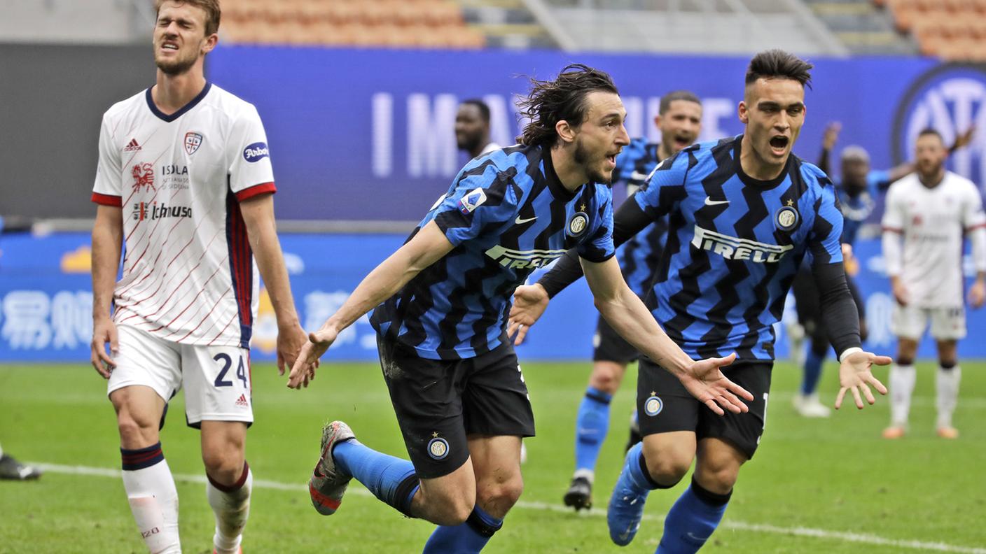 L'esultanza di Darmian e Lautaro