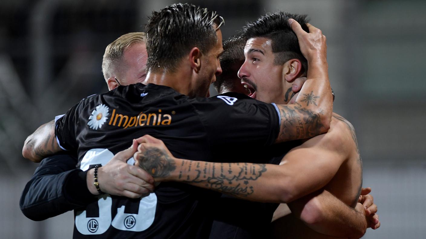 L'esultanza dopo il 2-0 di Ardaiz