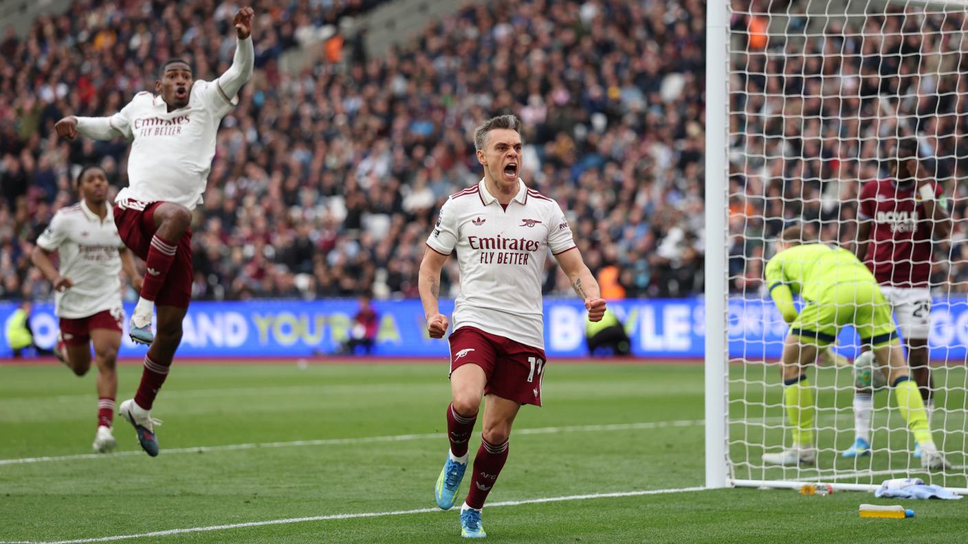 Il momento del gol decisivo di Trossard