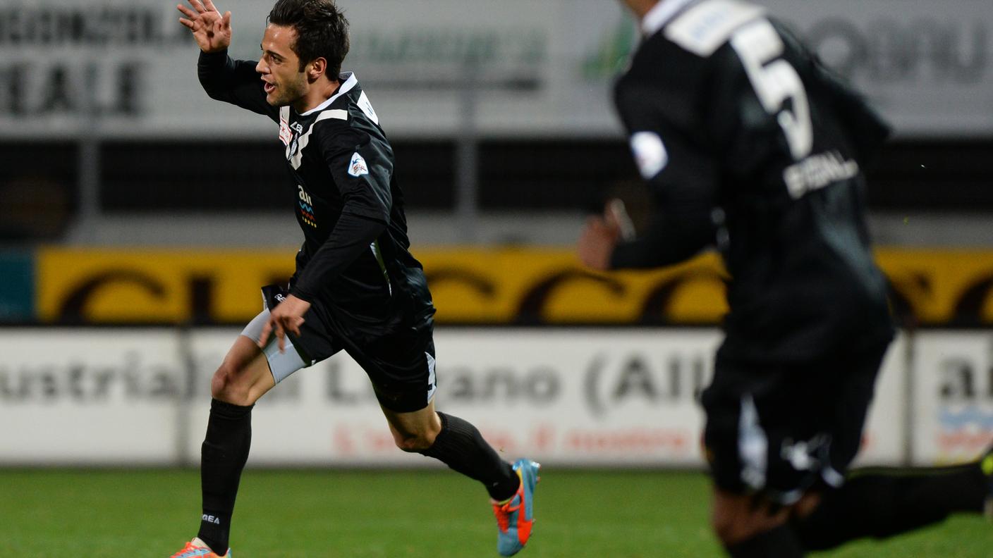L'esultanza di Tosetti per la bella rete dell'1-0