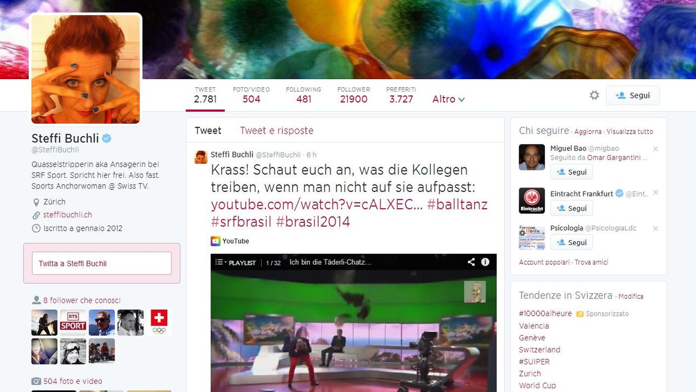 L'account Twitter di Steffi Buchli