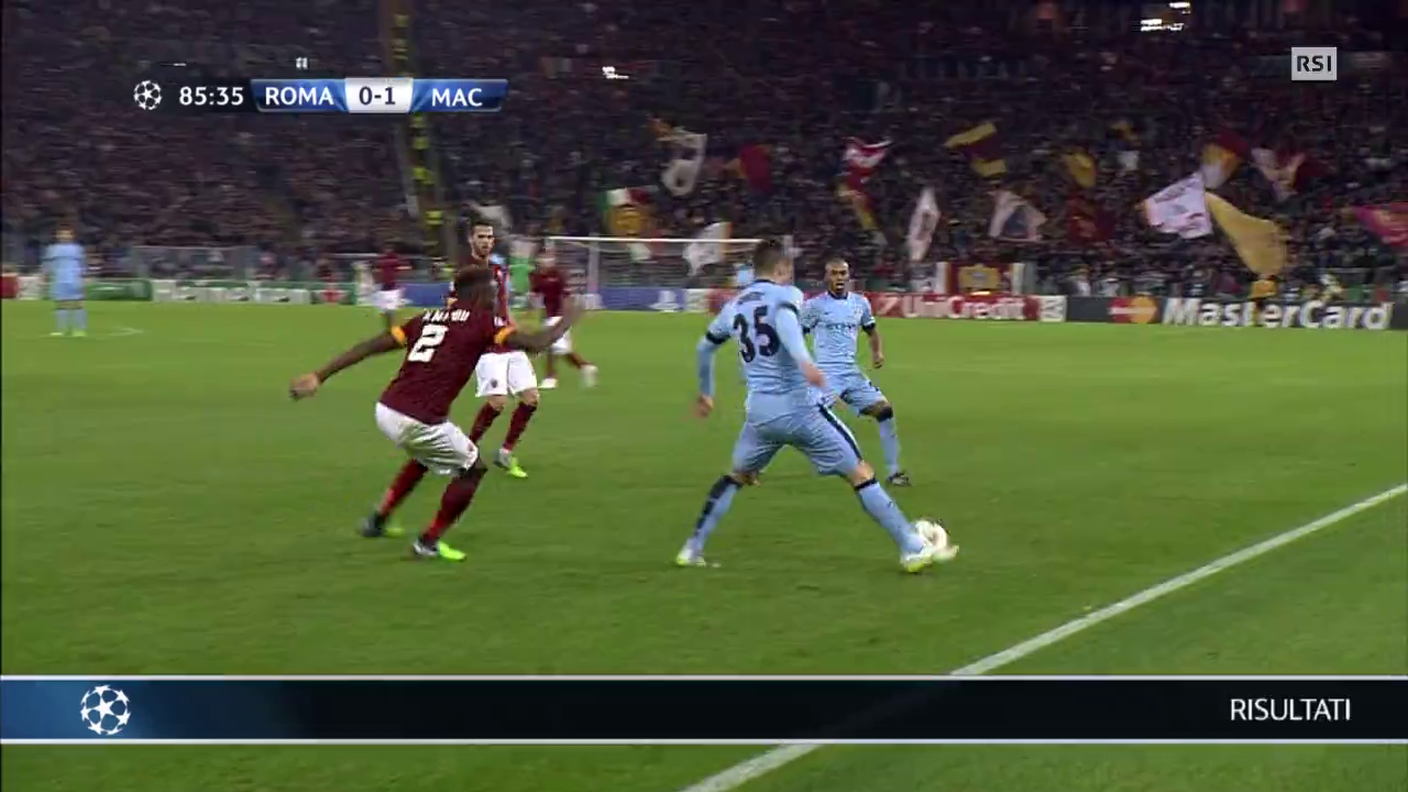 Champions League, lo 0-2 di Zabaleta in Roma-Manchester City (10.12.2014)