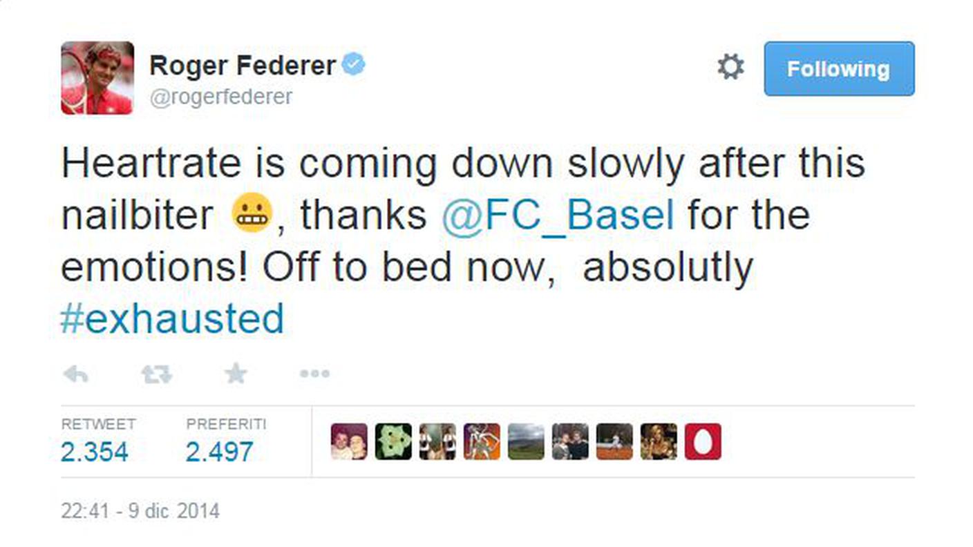 Il tweet di Roger Federer