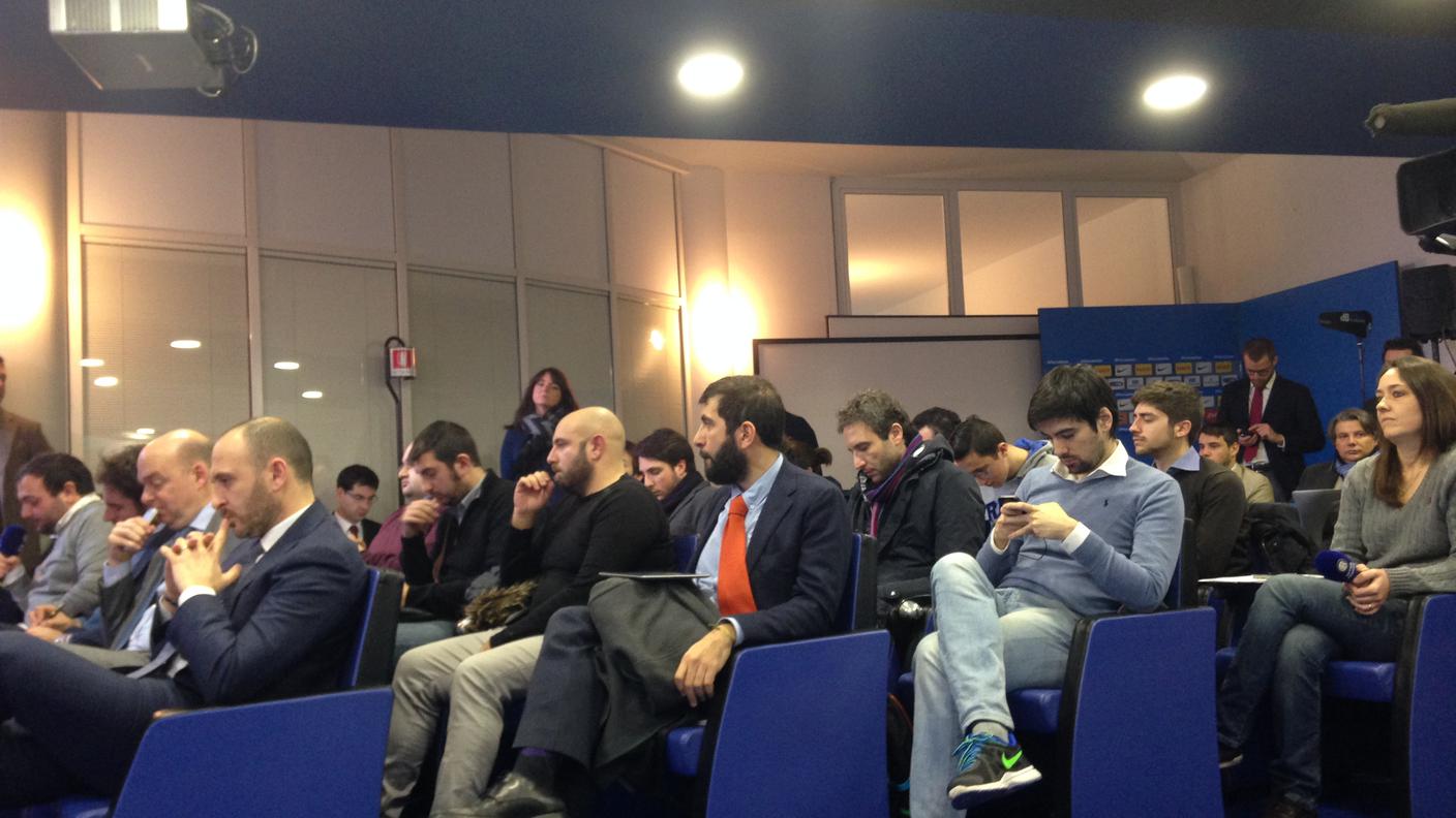 La sala stampa alla Pinetina