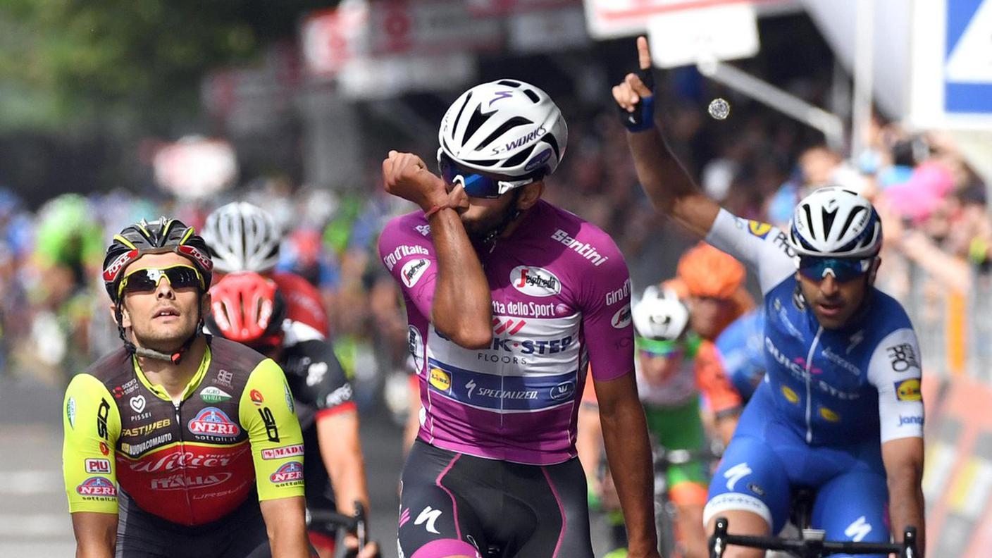 Il corridore colombiano all'arrivo della 12a tappa