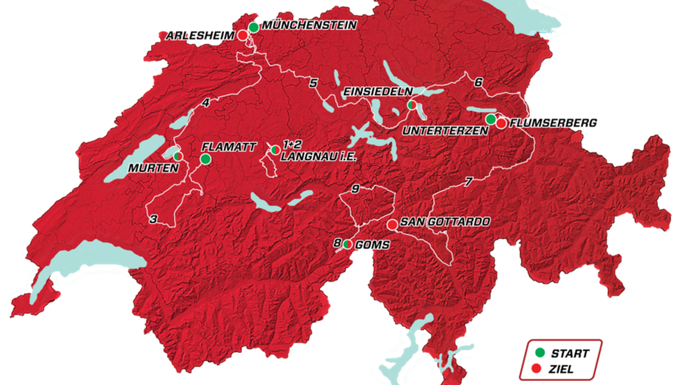 Il percorso dell'83o Tour de Suisse