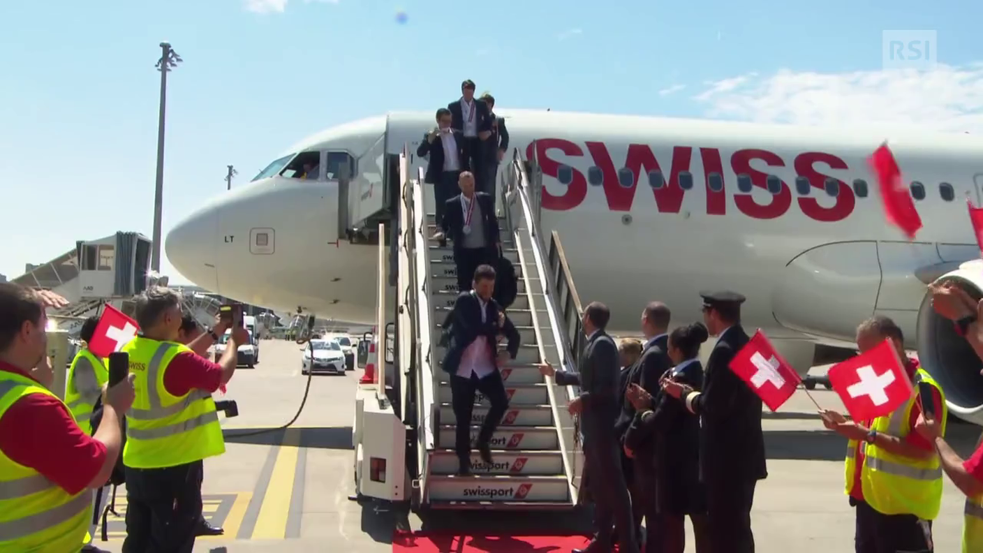 Mondiali, l'arrivo della Nazionale a Kloten (21.05.2018)