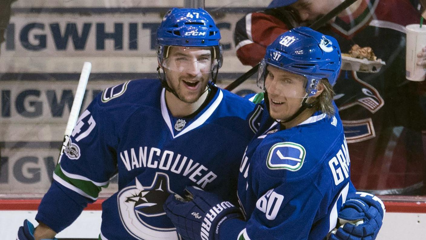 Bärtschi festeggiato dal finnico Granlund per la rete del 2-1