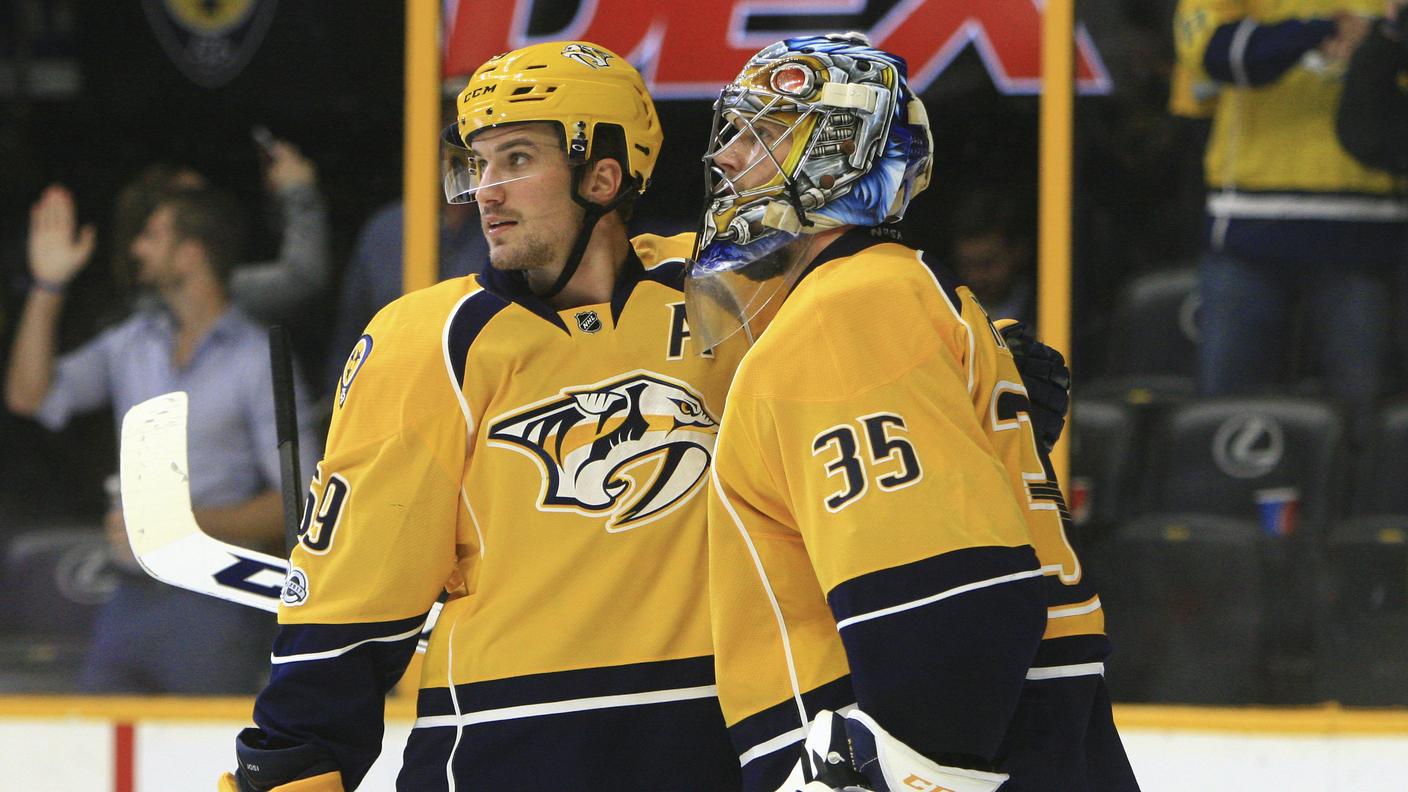 Roman Josi (a sinistra) sarà fondamentale per Nashville 