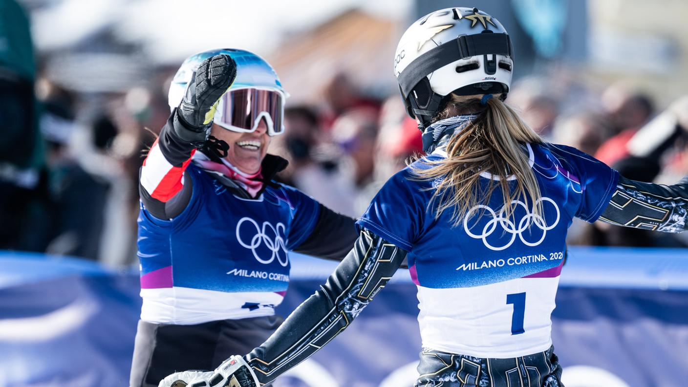 L'abbraccio con la ceca a fine gara