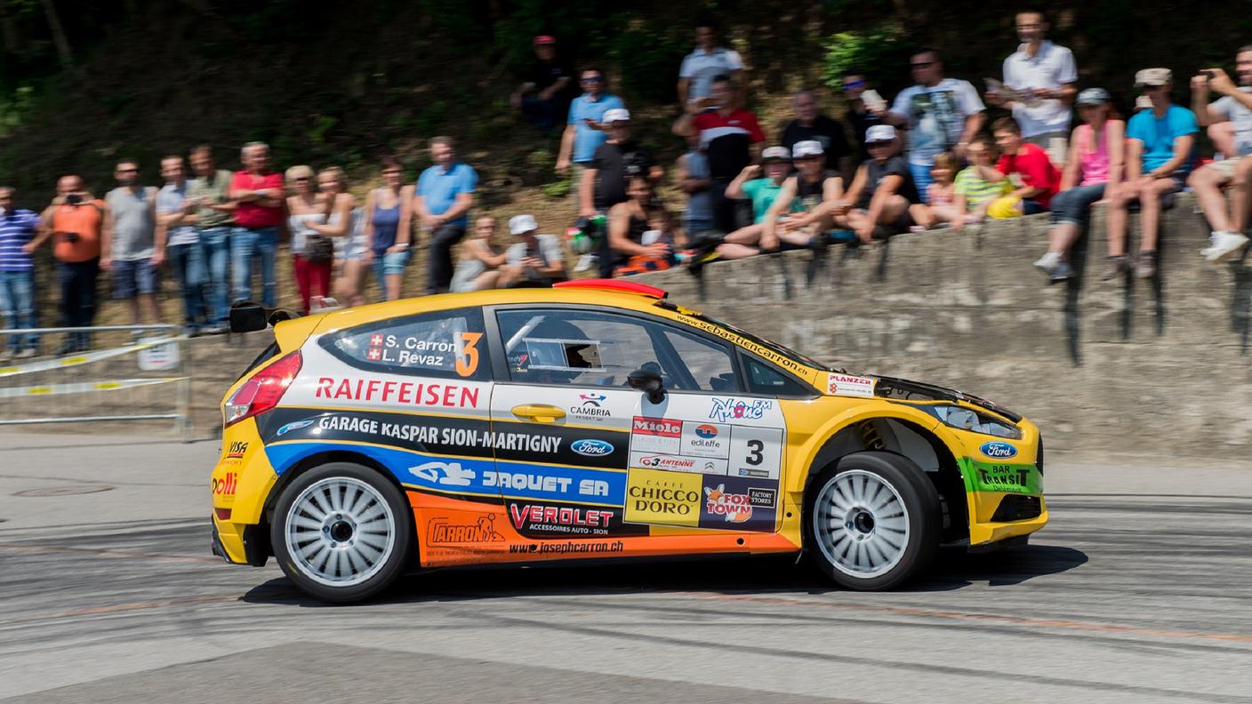 La Ford Fiesta di Carron in gara nella corsa ticinese un anno fa