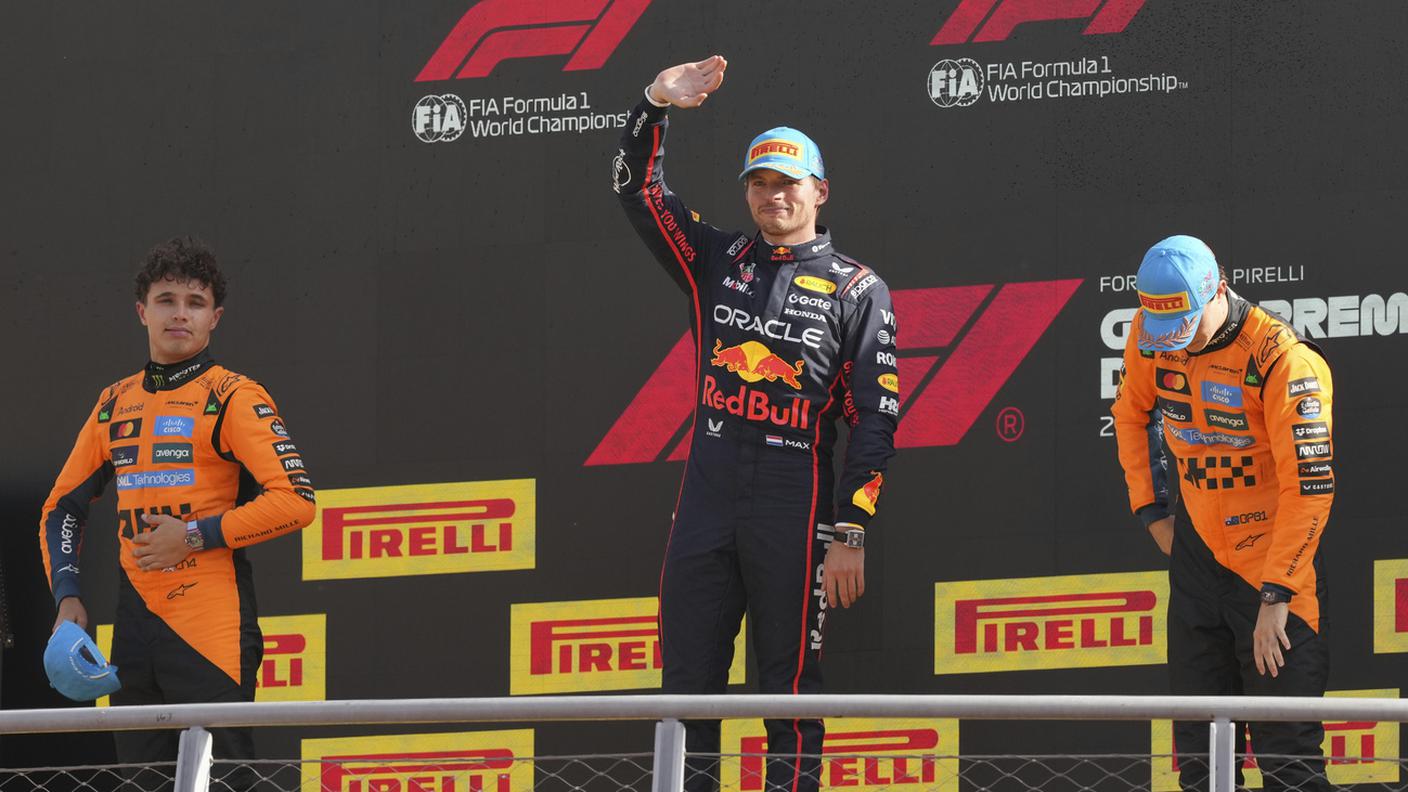 Oscar Piastri, Max Verstappen e Lando Norris