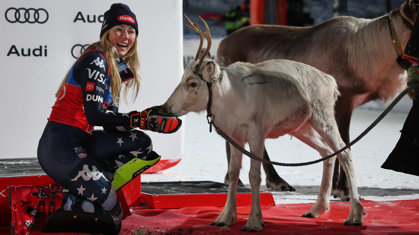 La statunitense insieme alla sua nona renna