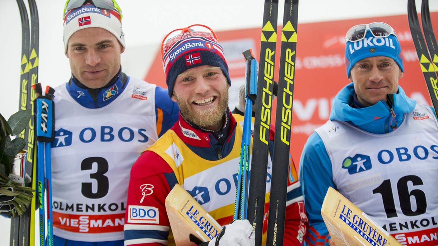 Sundby (al centro) e il vincitore Vylegzhanin (destra) al Holmenkollen