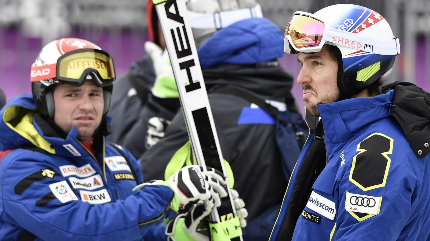 Feuz e Janka nell'area d'arrivo di Wengen