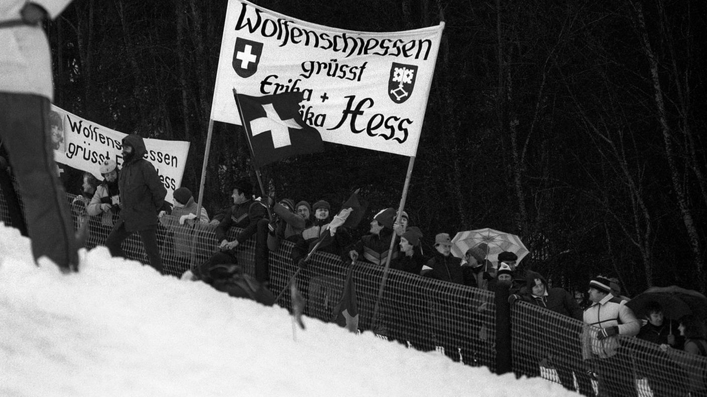 I fans delle sorelle Hess a Schladming, 1982