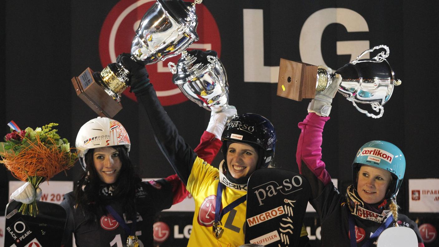 Il podio dello slalom parallelo femminile