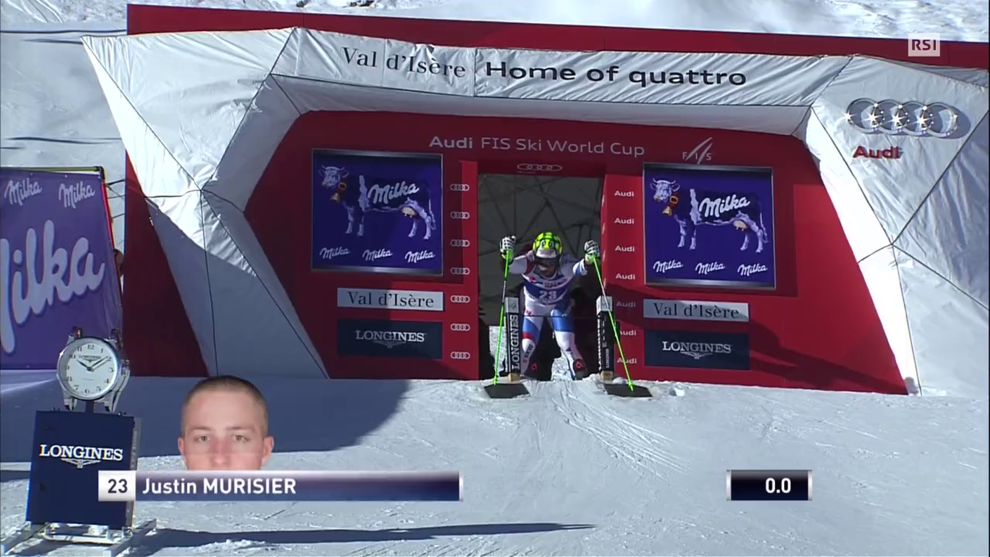 Sci alpino, la prima manche di Justin Murisier nel gigante di Val d'Isère (12.12.2015)