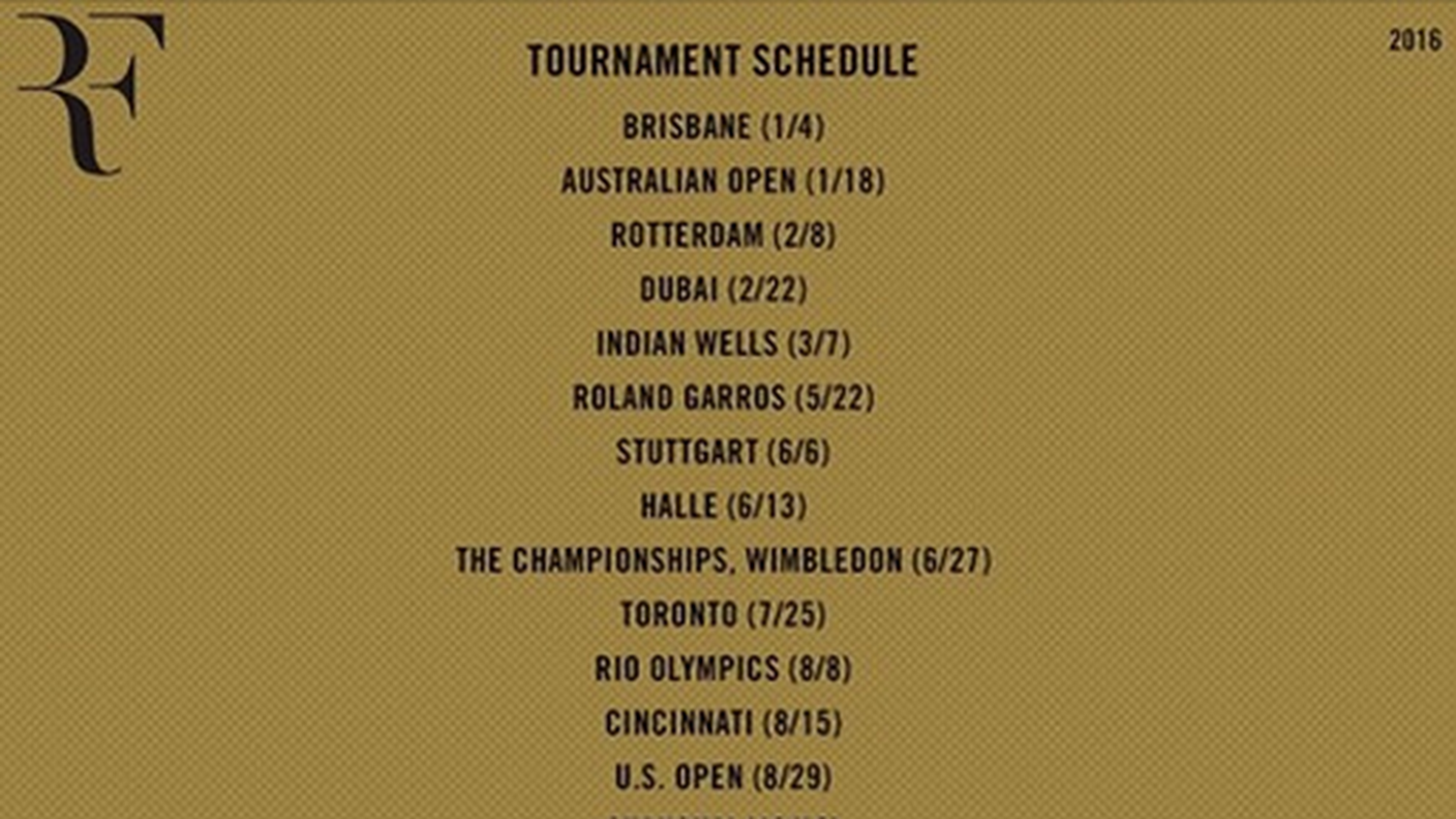 Calendario Federer