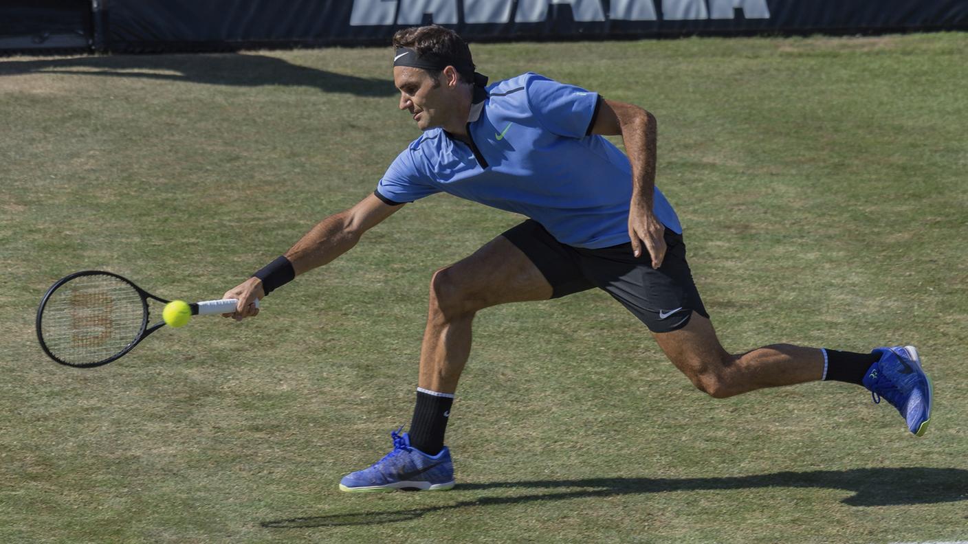 Roger in azione sull'erba