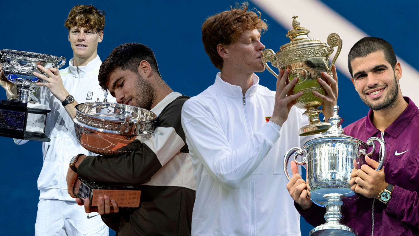 Australian Open e Wimbledon a Sinner, Roland Garros e US Open ad Alcaraz