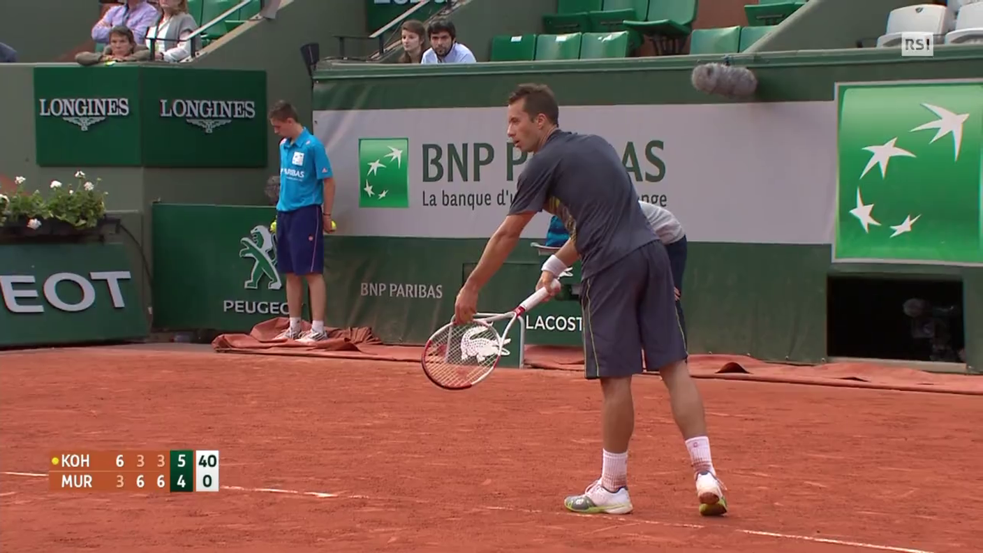 Murray-Kohlschreiber, punto finale 4o set (Roland Garros 31.05.2014)