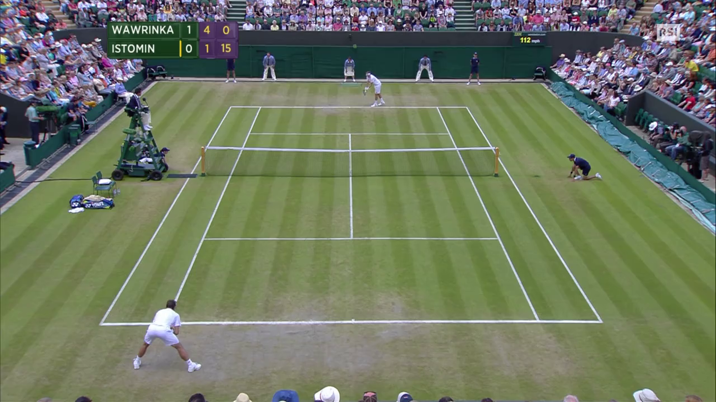 Wawrinka-Istomin, la caduta di Stan nel primo set (30.06.2014)