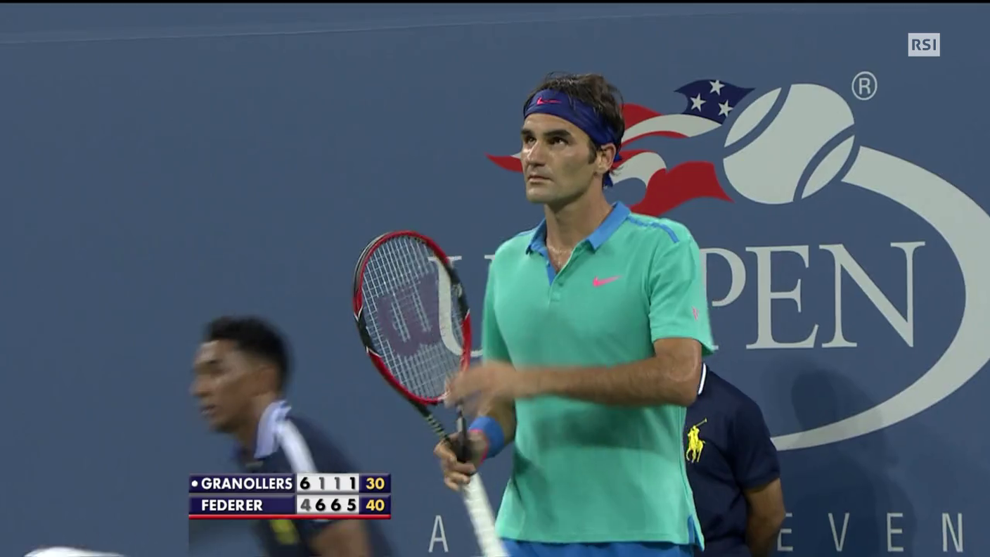 Federer-Granollers, il punto decisivo del quarto set (01.09.2014)