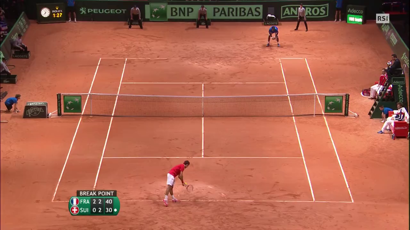 Coppa Davis, spettacolare punto tra Monfils e Federer (21.11.2014)