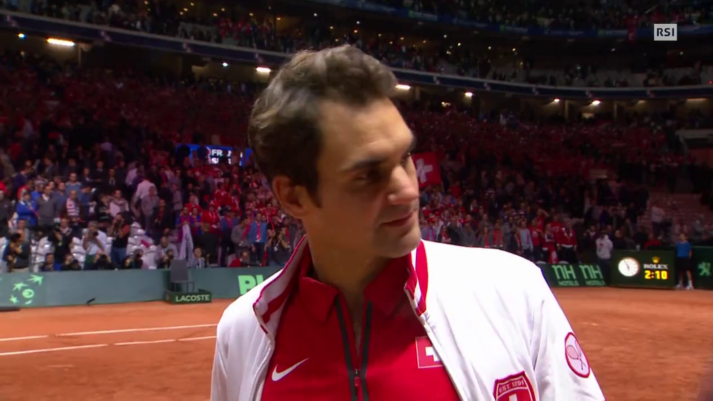Coppa Davis, l'intervista dopo la vittoria di Roger Federer (22.11.2014)