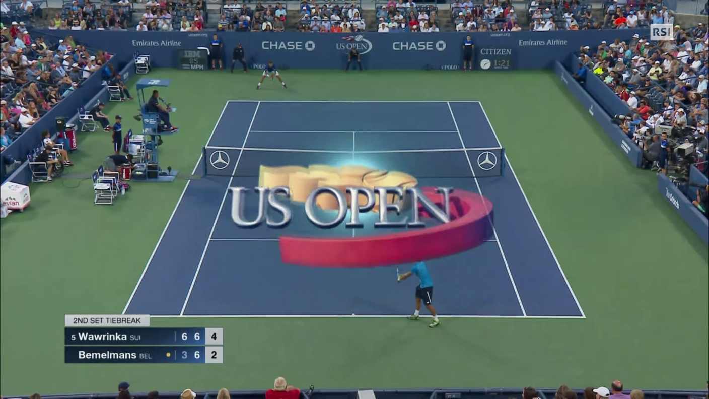 US Open, fasi finali del tiebreak di Wawrinka - Bemelmans (06.09.2015)