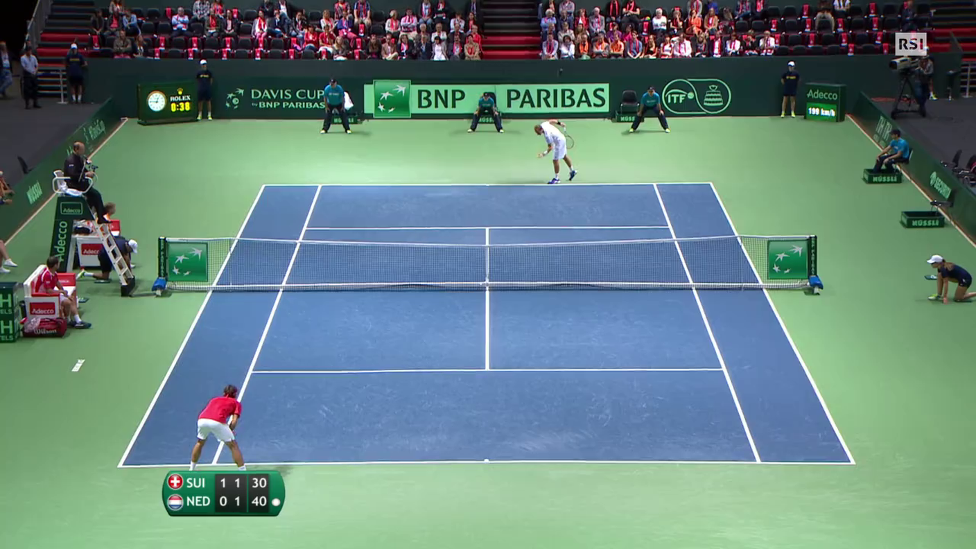 Coppa Davis, highlights del secondo set di Federer - De Bakker (20.09.2015)