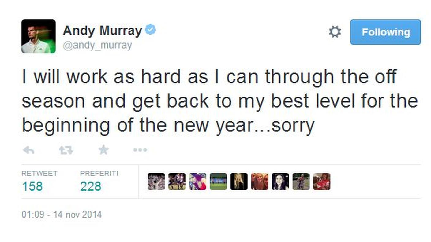 Il tweet di Murray dopo la sconfitta contro Federer